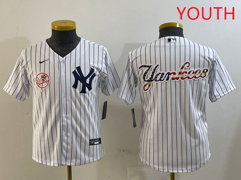 Youth New York Yankees Blank White Stripe Game 2025 Nike MLB Jersey style 29